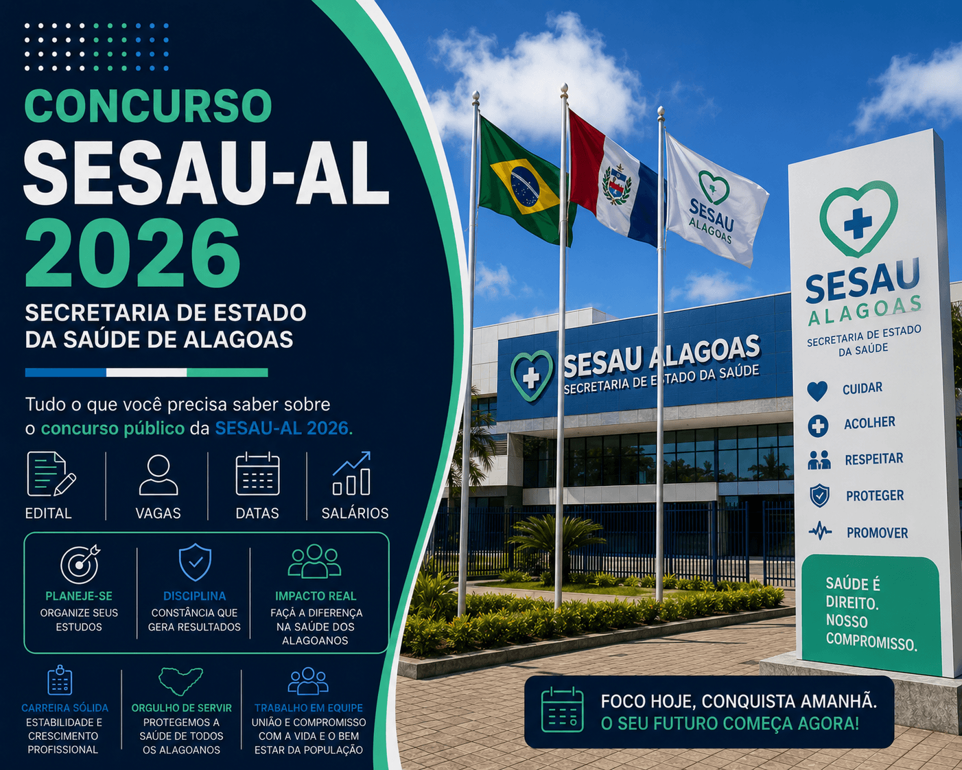 Concurso SESAU-AL 2026: Edital com 3.546 Vagas para Saúde em Alagoas — Cebraspe, Inscrições em Julho