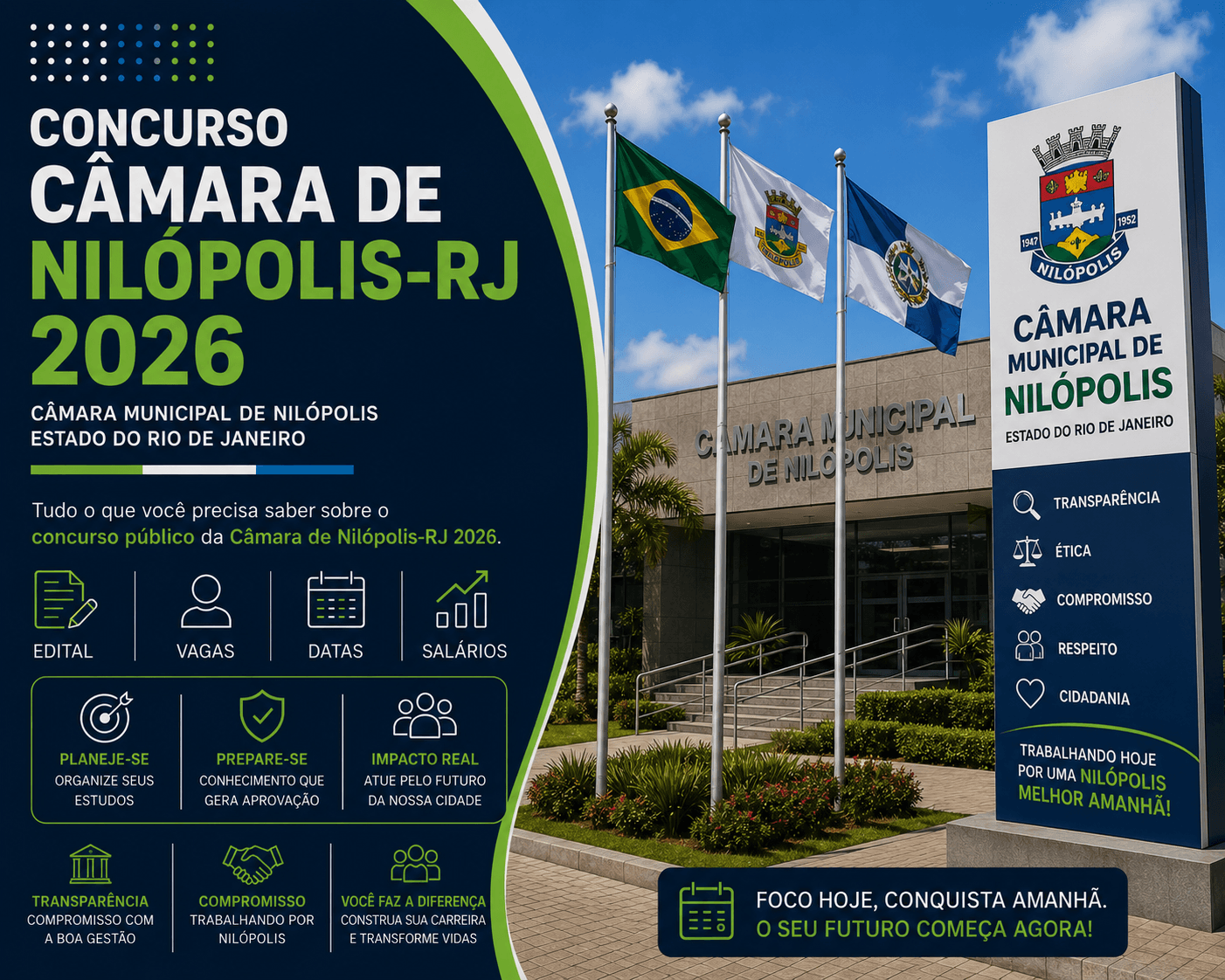 Concurso Câmara de Nilópolis RJ 2026: Edital com 35 Vagas — Inscrições até 31 de Julho, Provas em Setembro