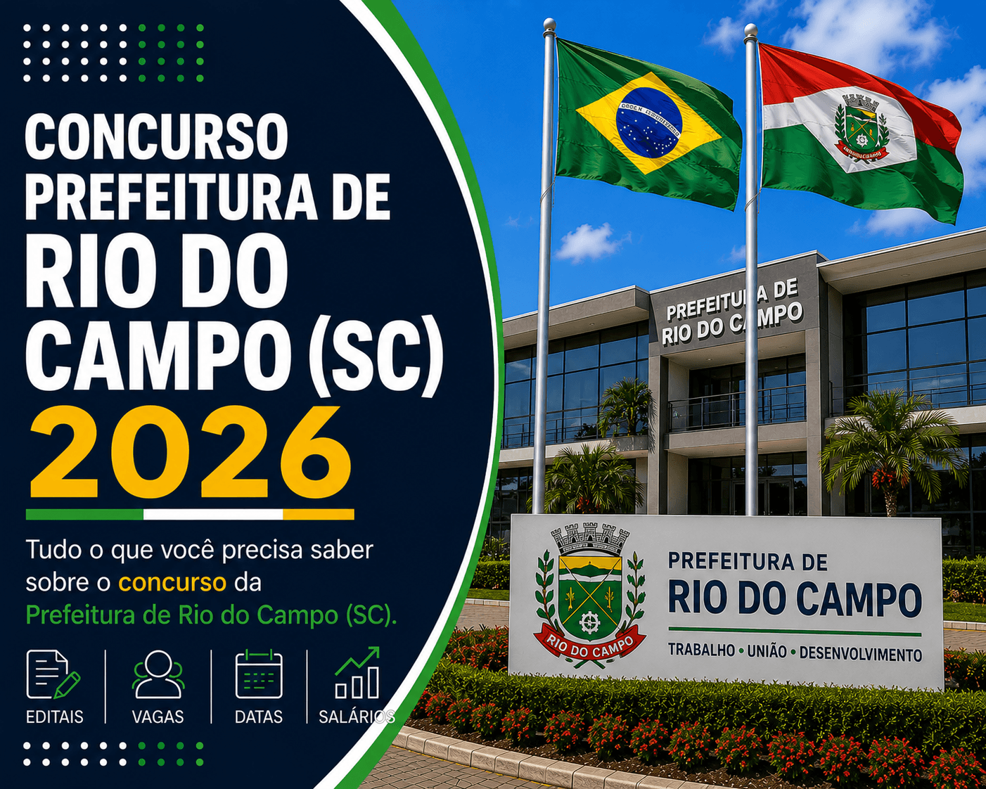 Processo Seletivo Prefeitura de Rio do Campo SC 2026: 2 Vagas Imediatas com Salários de até R$ 10.303,51 — Inscrições até 16/07