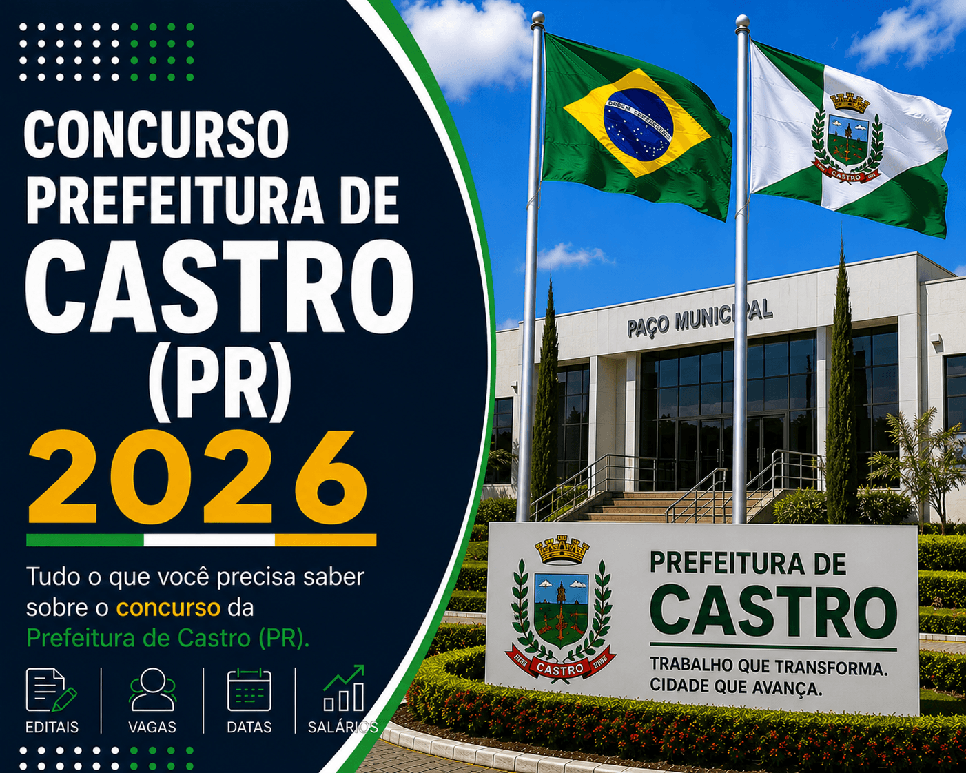 Concurso Prefeitura de Castro PR 2026: 32 Vagas para ACS e ACE com Remuneração até R$ 4.537,80 — Inscrições até 06/08