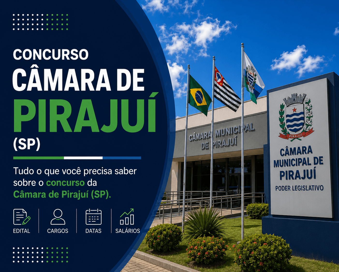 Concurso Câmara de Pirajuí SP 2026: 5 Vagas para Procurador, Contador e Mais com Salários até R$ 5.269,45 — Provas em 16/08